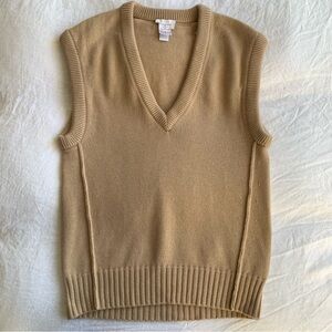 Vintage Chloe Cashmere Wool V Neck Oversized Sleeveless Sweater Vest Seed Brown